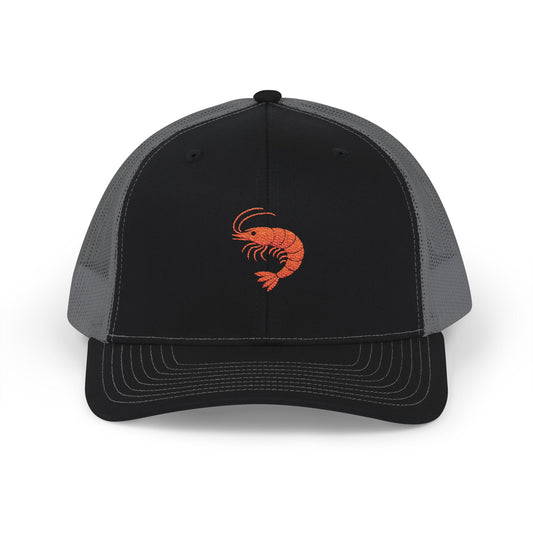 Shrimp Farmer Trucker Hat – Black/Charcoal Embroidered Cap for Aquaculture Fans